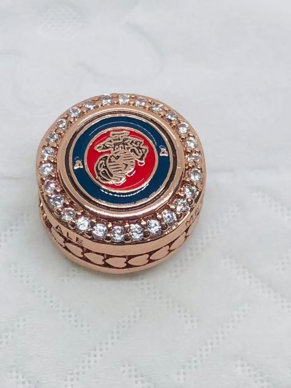 ✨ ✨Pandora USMC U.S. Marines Military Exclusive Moments Button Charm Rose Gold